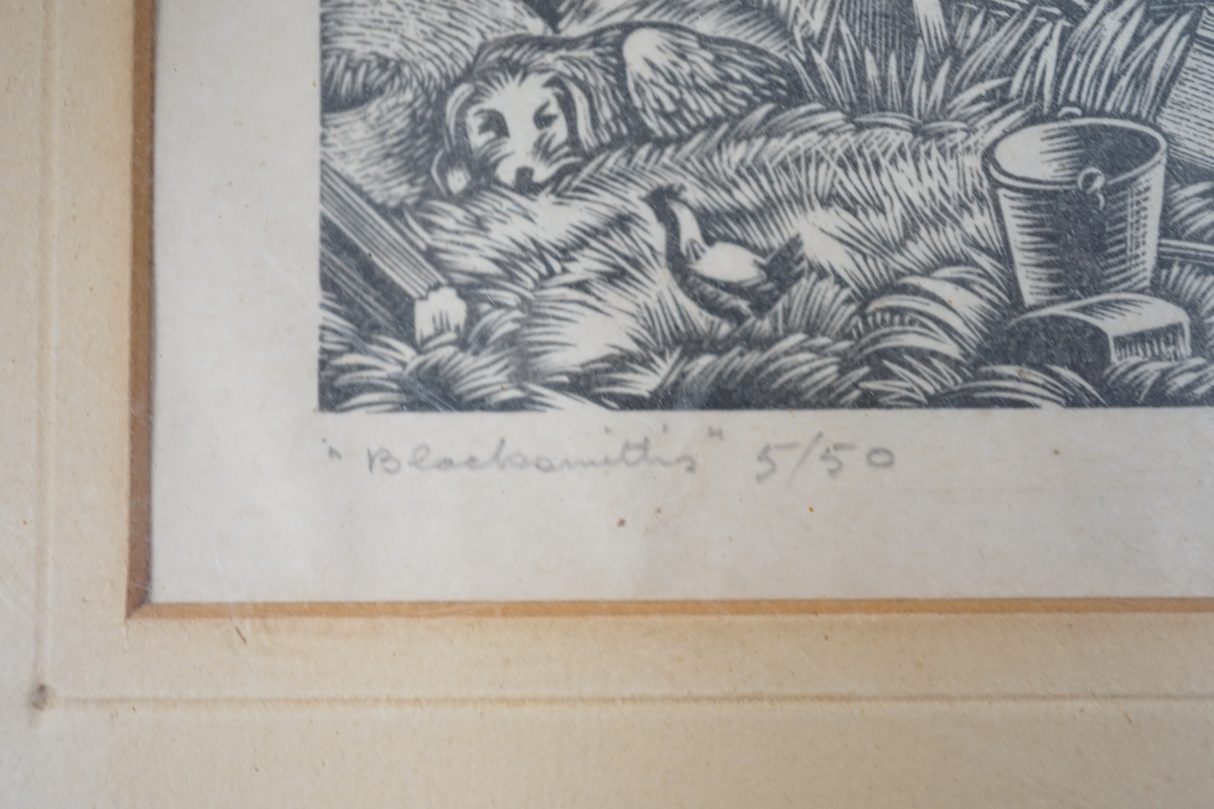Clifford Webb RBA, RE (1895-1972) and Tom Chadwick (1914-1942), two wood engravings, 'Blacksmiths', 5/50 and 'When Fish Flew and Forests Walked', both signed in pencil, 18 x 21cm and 26.5 x 21cm